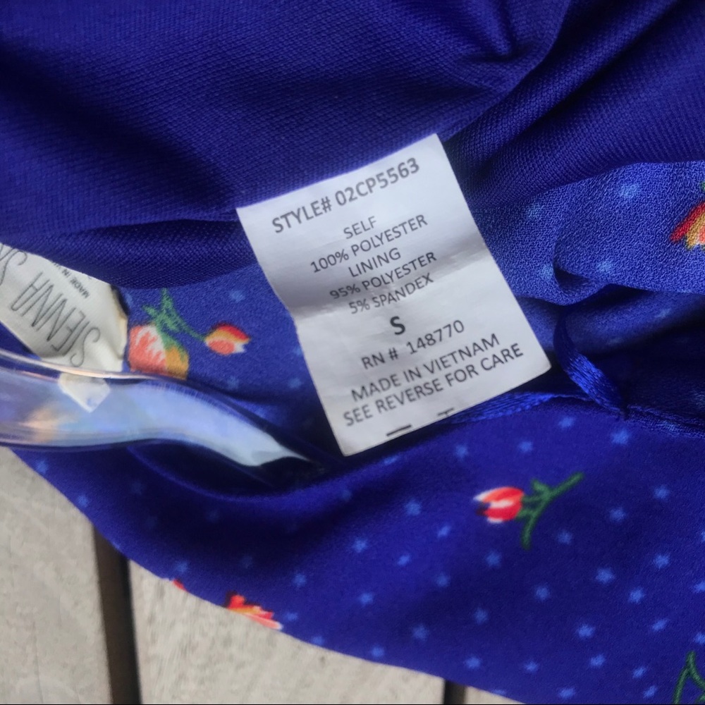 SIENNA SKY Blue Star & Tulip Print Button Down V Neck Short Sleeve Romper - Picture 6 of 6